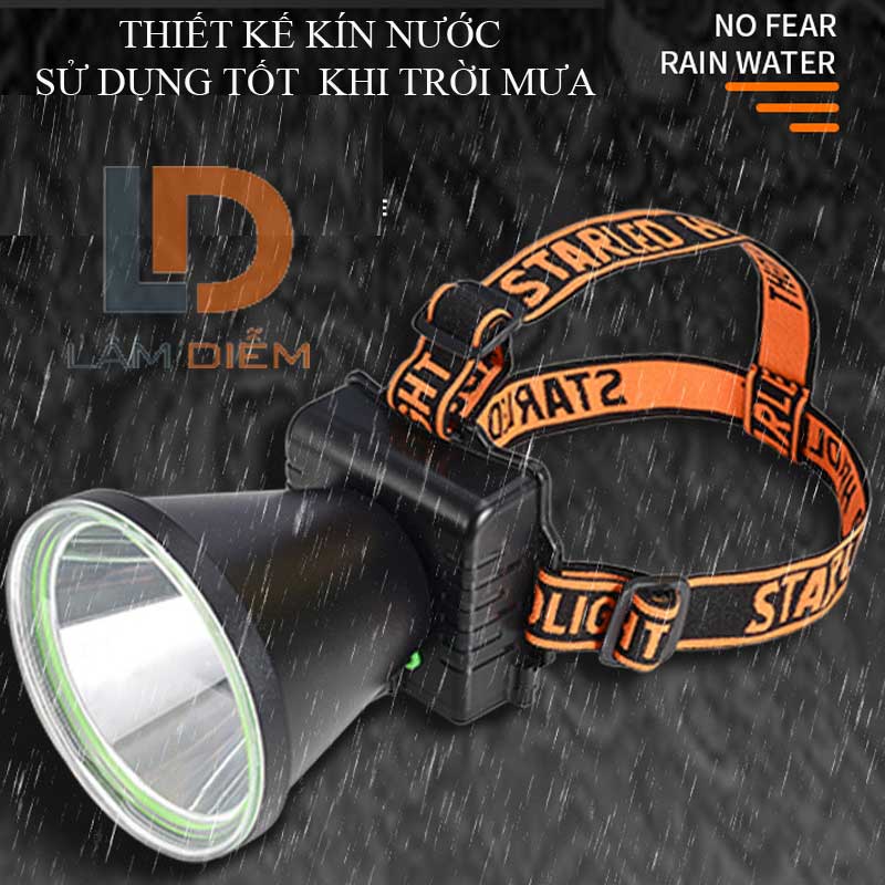 Đèn pin đèn đội đầu siêu sáng công suất lơn pin sạc hiển thị phần trăm pin siêu sáng kín nước 419-979