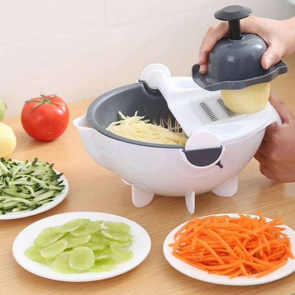 Bộ Dụng Cụ Cắt Rau Củ Quả 9 Trong 1 Dụng Cụ Bào Rau Củ Quả Xoay Đa Chức Năng Với Rổ Ráo Nước Dụng Cụ Nhà Bếp Lớn Siêu Tiện Lợi( NaNa Store SG)