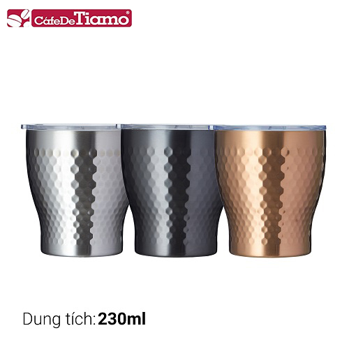 [HCM]Ly giữ nhiệt inox hoa văn tổ ong 2 lớp phủ sứ Tiamo 230ml