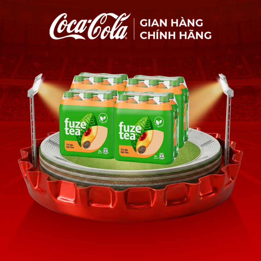 [SIÊU SALE ] Lốc 24 Chai Trà Đào Và Hạt Chia Fuze Tea 450ml/Chai Sale 4.4 Coca-Cola Chính Hãng_LD