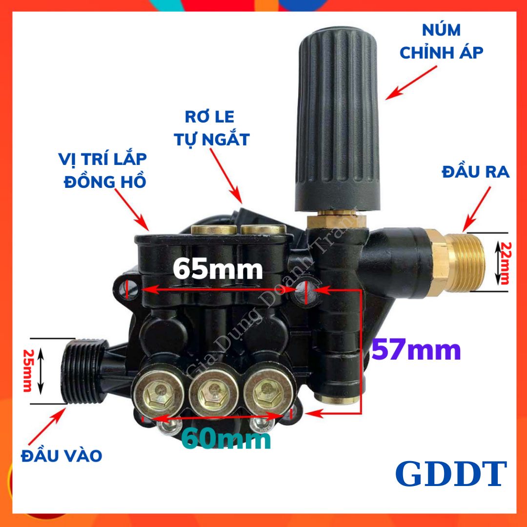 Bộ đầu bơm máy rửa xe mini có chỉnh áp, Đầu bơm máy rửa xe gia đình, Máy xịt rửa xe