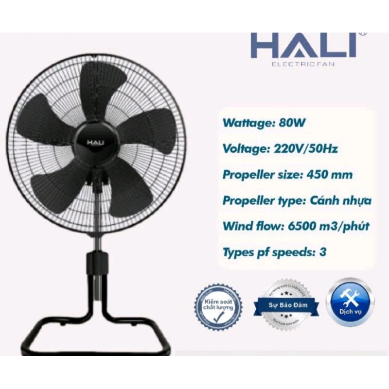 Quạt sàn lửng công nghiệp hali ls199 80w chỉnh tăng giảm chiều cao - cánh 450mm