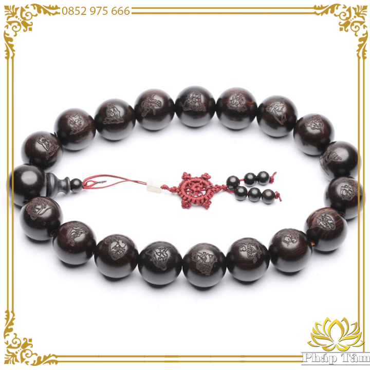 Chuỗi Hạt Niệm Gỗ Đàn Hương Xanh, Hồng Mộc, Mun Đen Cao Cấp Khắc 18 Vị La Hán - Pháp Tâm