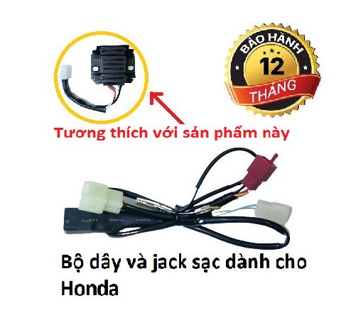 Bộ dây và Jack sạc chuyển điện máy sang điện bình dành cho các dòng xe số của Honda