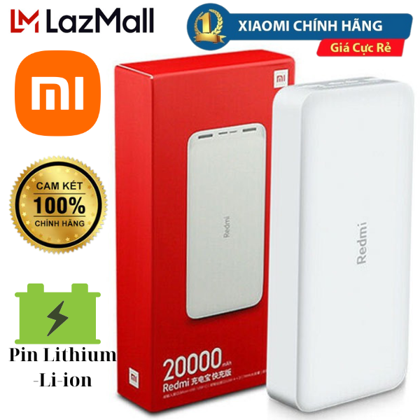 (HÀNG CHÍNH HÃNG) LazMall CHÍNH HÃNG XIAOMI ,Bộ pin sạc dự phòng Xiaomi Redmi 20000mah -Sạc Dự Phòng 20.000mAh Chính Hãng -Tích Hợp 2 Cổng USB Và Cổng Type-C -Hàng Chính Hãng -Hỗ Trợ Sạc Nhanh Bản Version Mới .Pin Sạc Dự Phòng Xiaomi Power Bank 20000 mAh