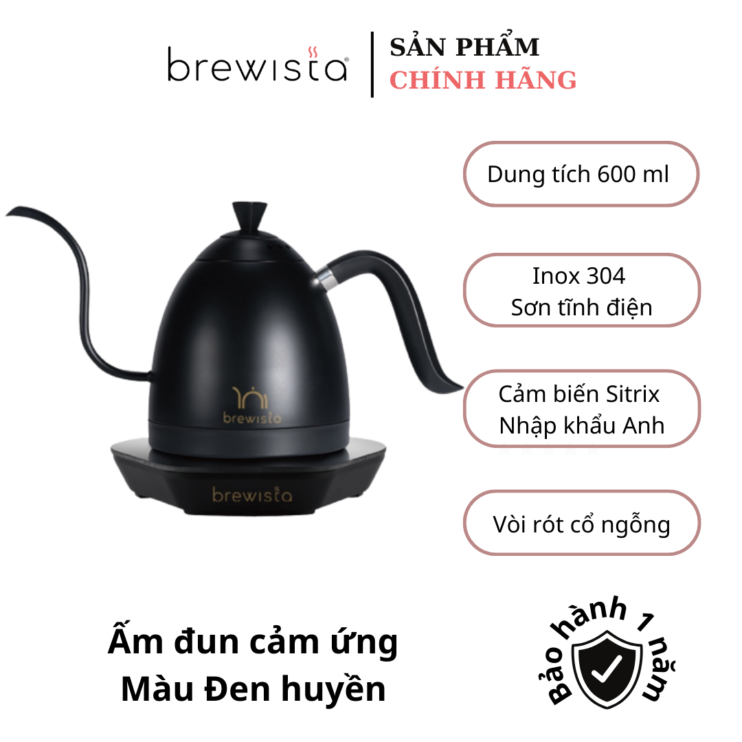 Ấm đun cảm ứng chuyên dụng rót cà phê Kettle 600ml - Đen tuyền