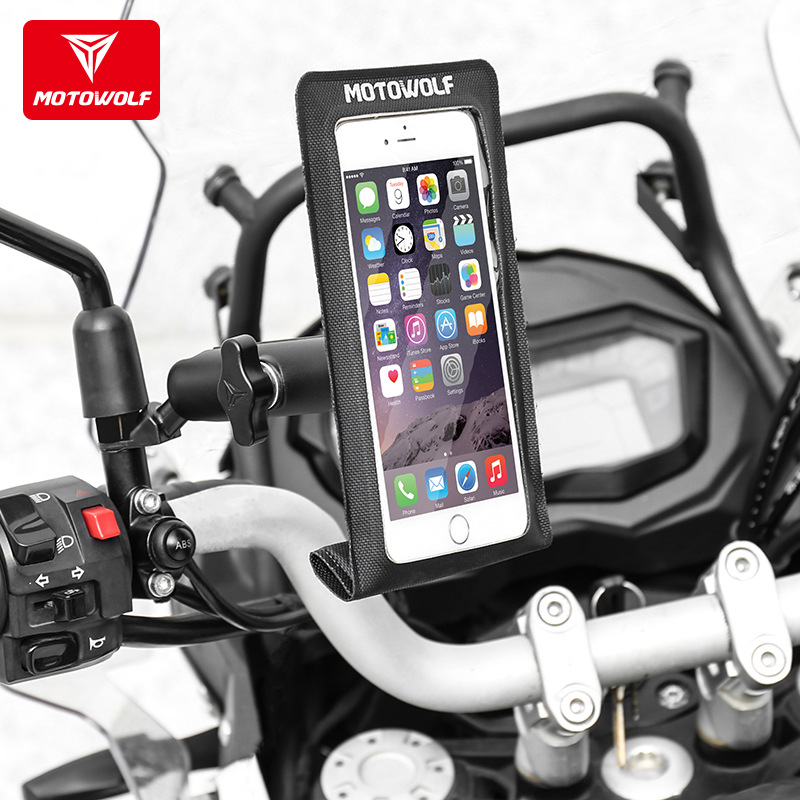 Giá đỡ điện thoại chống nước chân kính motowolf chính hãng.