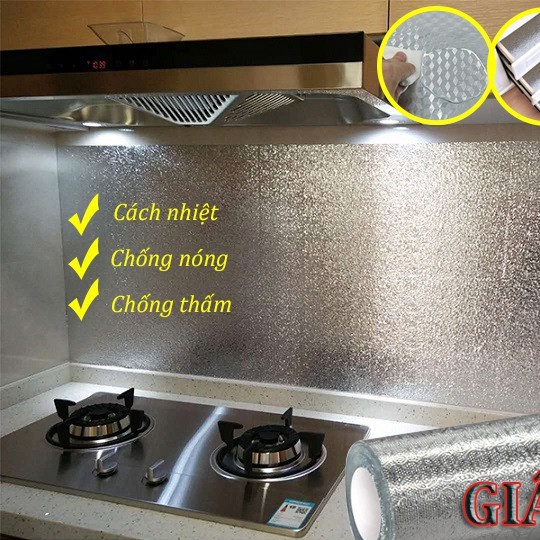 Giấy Bạc Dán Bếp Cách Nhiệt Chống Cháy Cuộn Giấy Bạc Dán Bếp Dài 3 Mét x 0.6 Mét - Giấy Bạc Dán Tường Giấy Cách Nhiệt