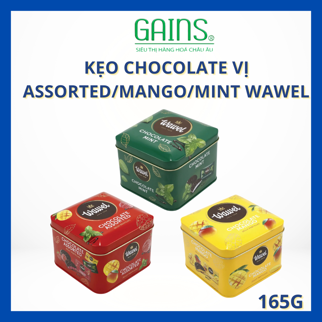 Kẹo Sô cô la Wawel Ba Lan 165g - 3 Vị Độc Đáo: Mango, Mint, Assorted - Socola Viên Nhập Khẩu Cao Cấp, Thơm Ngon