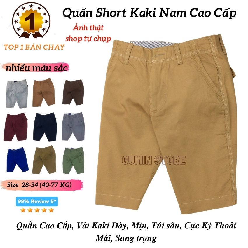 Quần Short Nam Kaki Dây Kéo- Quần Short Kaki Chất Coton Dày Dặn, Chất Lượng, Không Xù Lông, Không Phai Màu