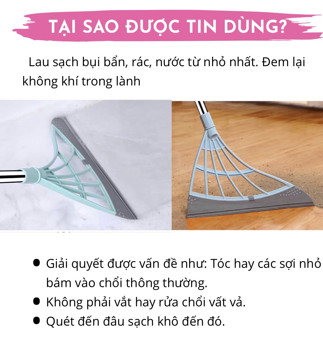 Chổi lau nhà thông minh, Cây lau nhà đa năng, cây quét nhà silicon, chổi quét sạch nước, tóc và bụi