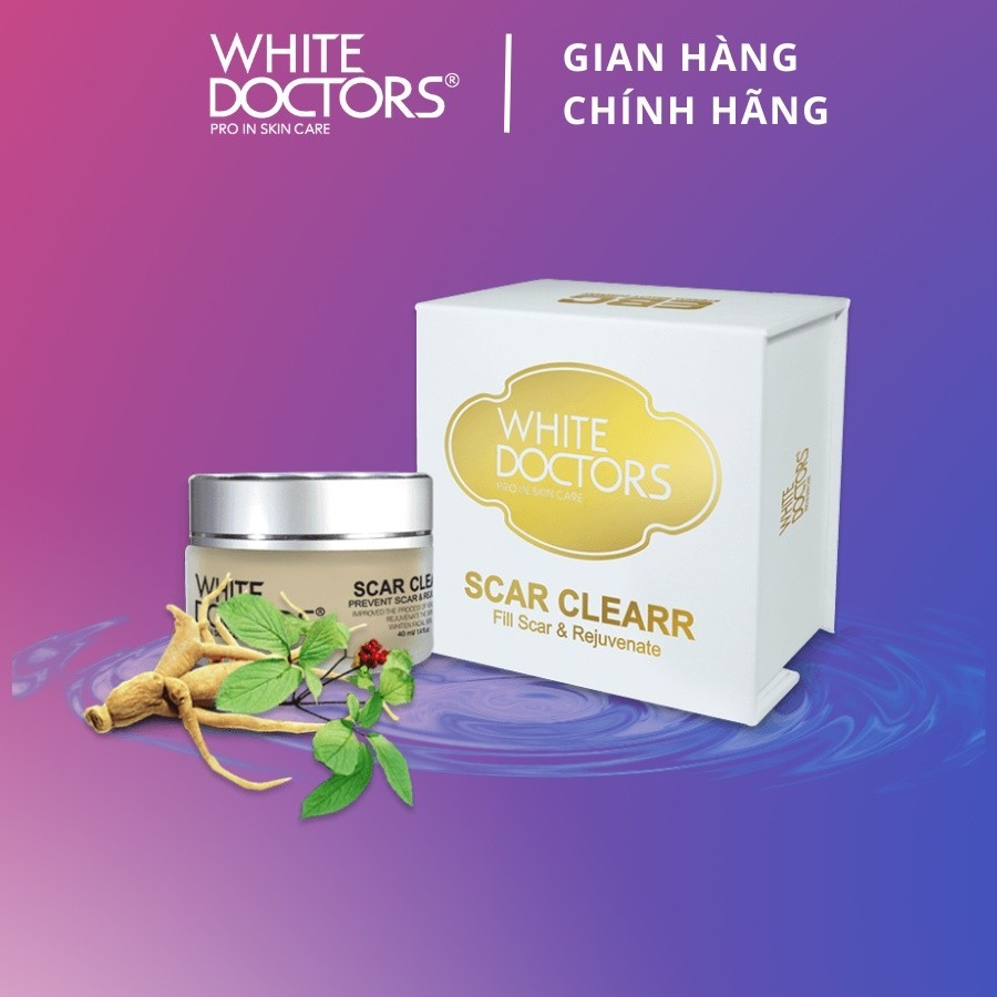 (Sale 50%) Kem mờ sẹo thâm rỗ White Doctors Scar Clearr trẻ hóa làn da 40g, kem trị sẹo thâm rỗ, loai bỏ sẹo lõm, sẹo co thắt, sẹo giãn và các vết rạn, vết nhăn li ti