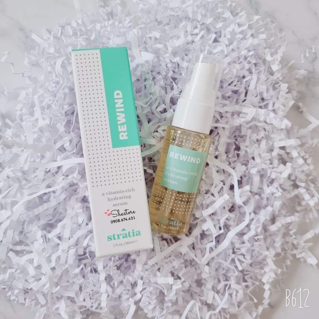 Serum dưỡng ẩm giảm lão hoá trắng da mờ thâm với 5% Niaciamide - Stratia Rewind 30ml