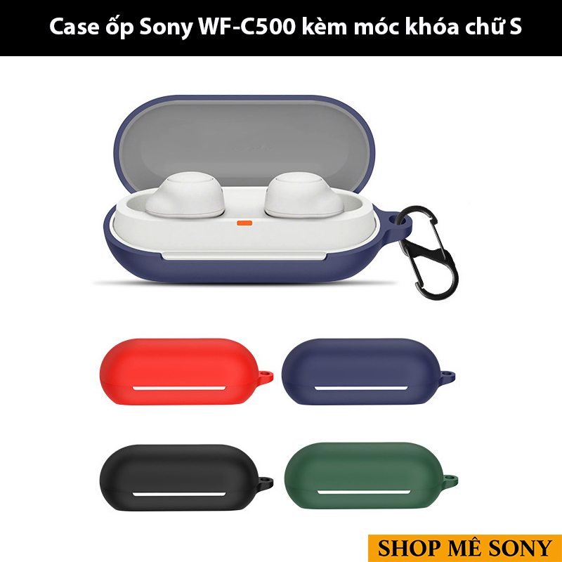 Sony WF-C500 - Case ốp silicon kèm móc chữ S cao cấp