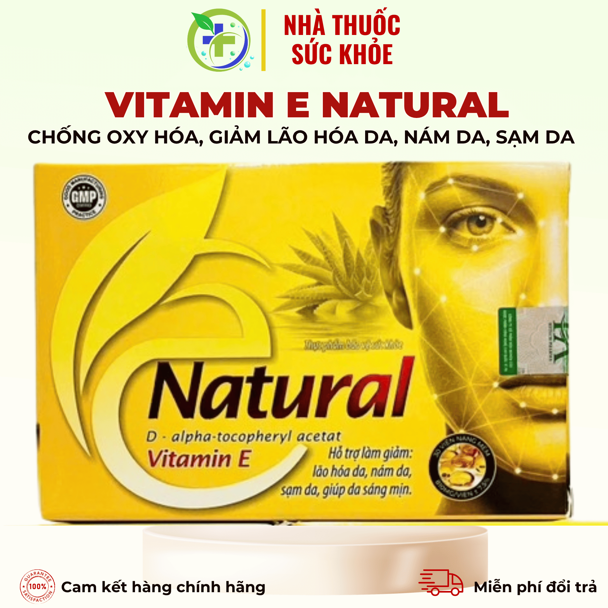 Vitamin E natural - Giúp chống oxy hóa, giảm lão hóa da, nám da, sạm da, giúp da sáng mịn (H/30 viên)