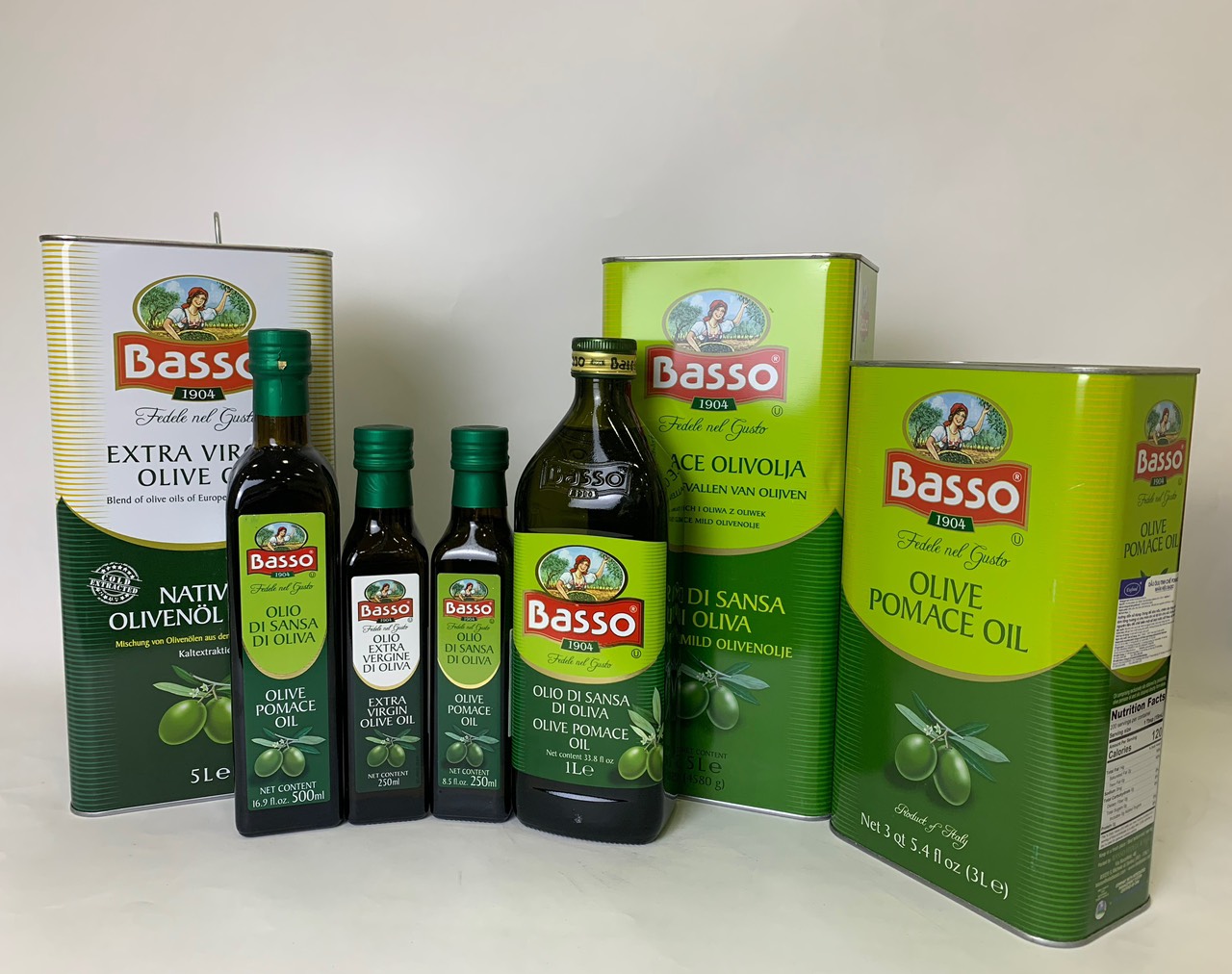 Dầu oliu / olive basso pomace / extra virgil - 250ml / 500ml / 1l / 3l / 5l - nhập khẩu ý
