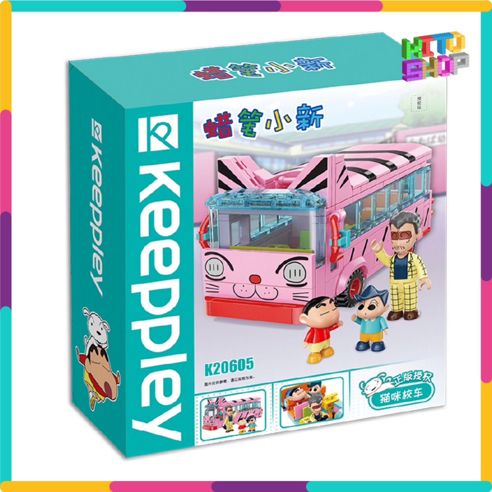 Keeppley shin cậu bé bút chì đồ chơi lắp ráp xếp hình xe bus mèo k20605