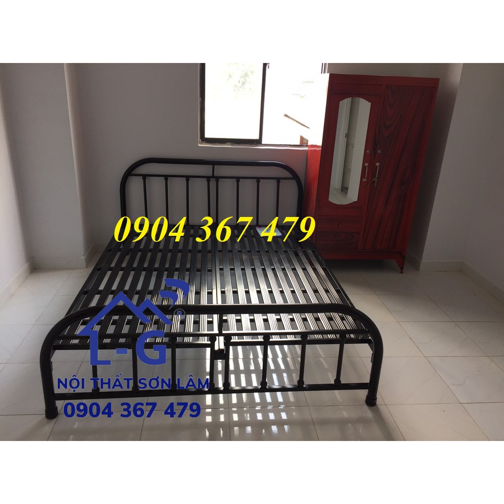 Giường ngủ bằng sắt giá rẻ - giường bi đen 1m4 1m6 1m8
