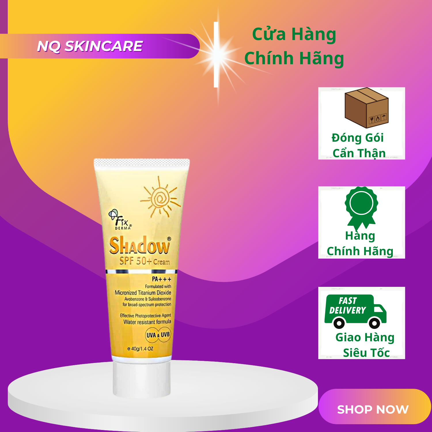 Kem Chống Nắng Toàn Thân FixDerma Shadow SPF 50 + Cream 75gram, Date 2024