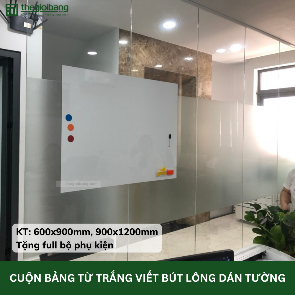 [HCM] Cuộn Bảng Từ Trắng Hít Nam Châm MagRoll - KT 60x90cm, 90x120cm - Tặng Kèm Phụ Kiện