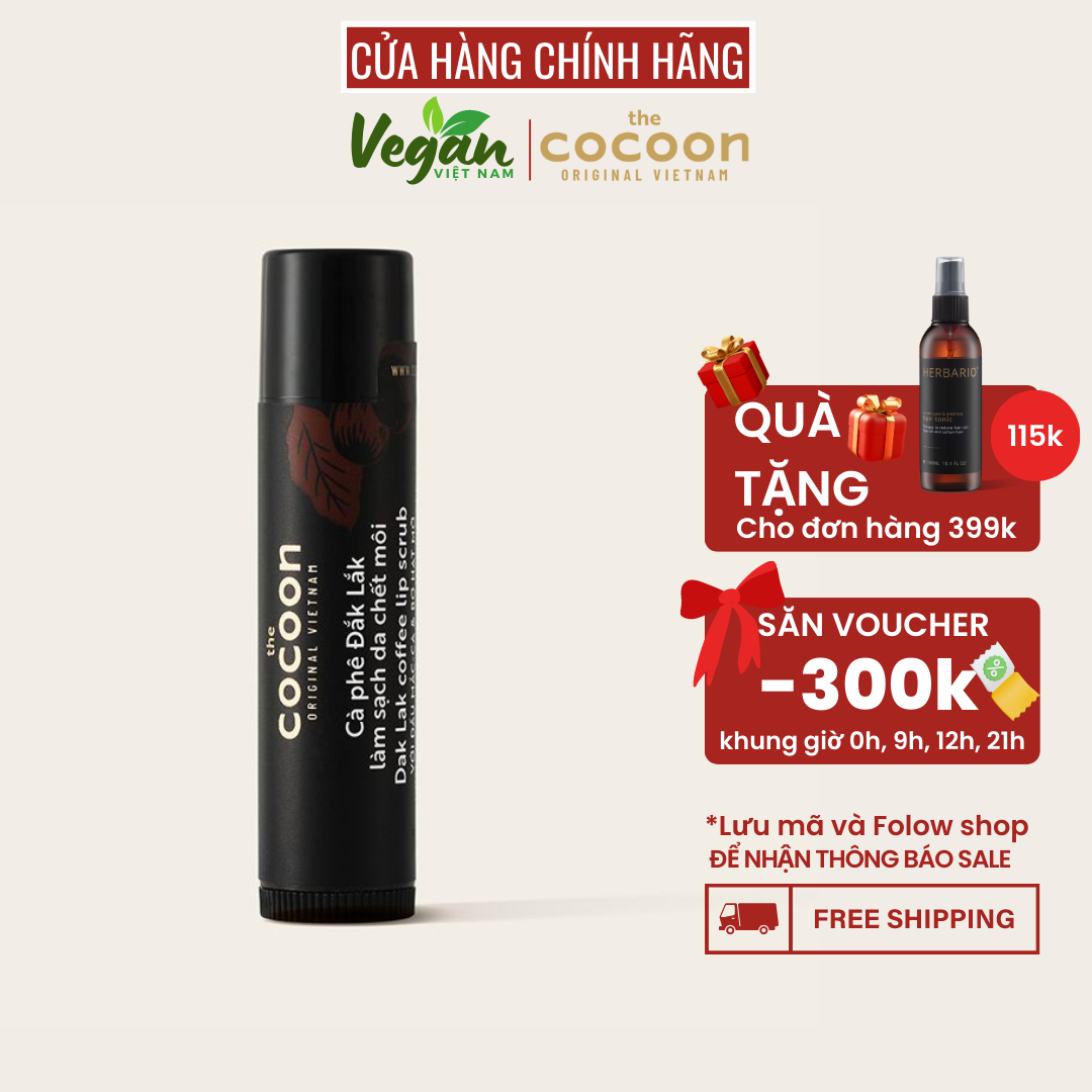 Son Cà Phê Đắk Lắk tẩy da chết cho môi mờ thâm môi 5g cocoon  - Vegan Việt Nam