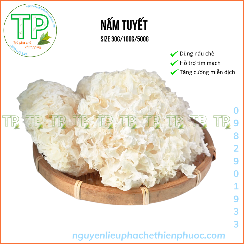 Nấm tuyết (tuyết ngân nhỉ) - gói 500g nấu chè, gỏi, súp Giá 129,000 Đồng*Miễn phí vận chuyển