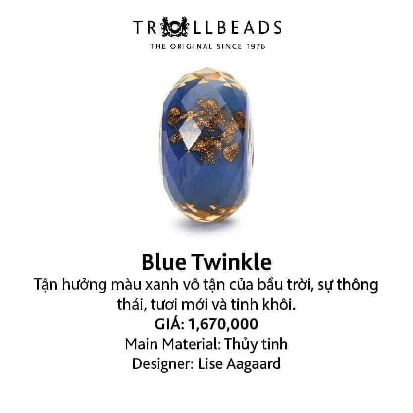 Trollbeads bead thuỷ tinh cao cấp Blue Twinkle