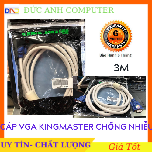 Cáp VGA KINGMASTER 3M Chống Nhiễu- Chính Hãng 100%- Chất Lượng Tốt- Bảo Hành 6 Tháng- 1 Đổi 1- Hình Ảnh Truyền Ổn Đụnh , Sắc Nét