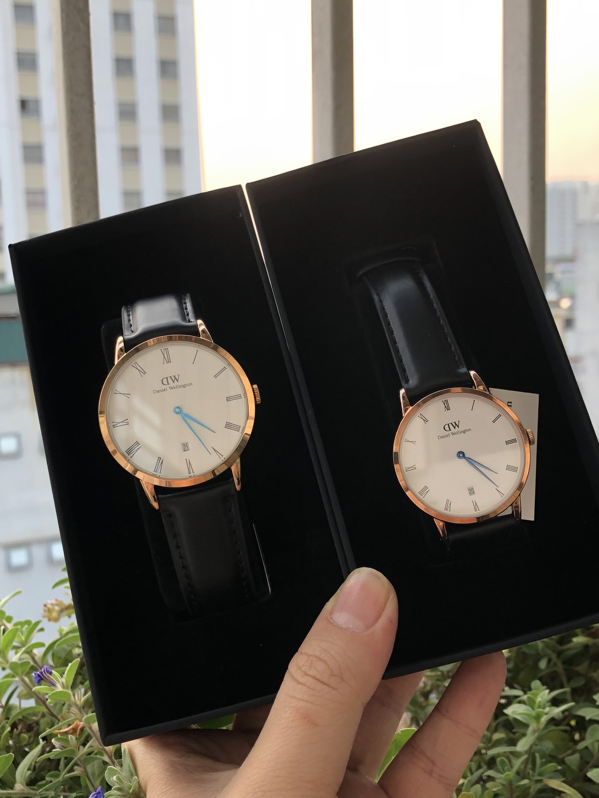 Đồng hồ đôi DW - đồng hồ DW nữ dây da Classic Petite Fullbox