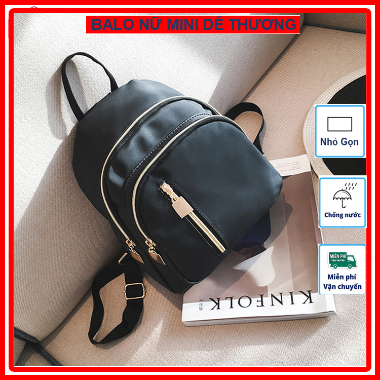 Balo nữ mini nhỏ gọn dễ thương phong cách hàn quốc vải dù chống thấm nước