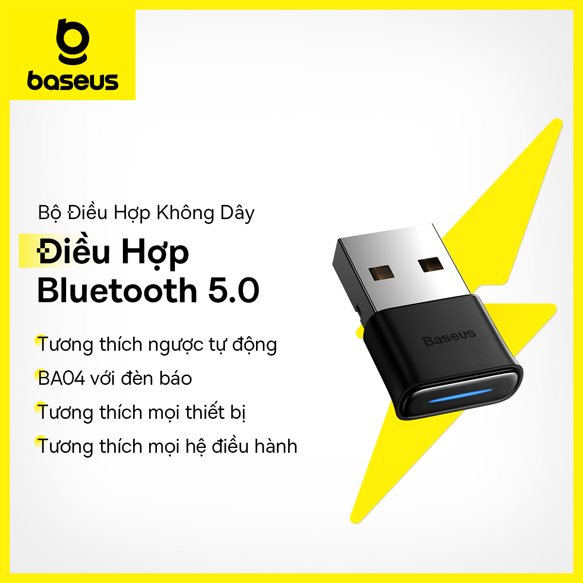 Baseus USB Bluetooth 5.0 phát âm nhạc thu âm thanh cho PC Loa máy tính xách tay Bàn phím chuột không dây Bộ phát USB