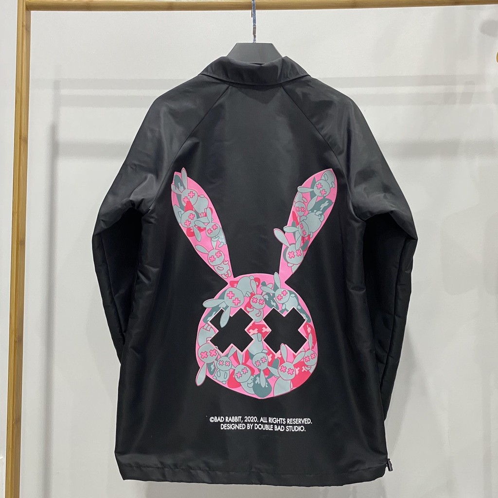 áo khoác dù bad habits - Jacket Bad Rabbit Đen Hồng 2024 - BAD RABBIT BRICK JACKET