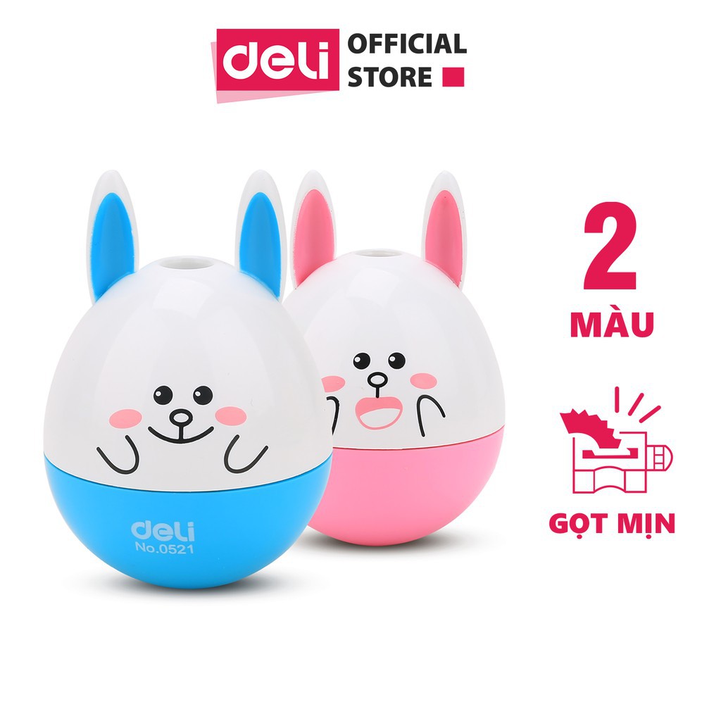 Gọt bút chì con lật đật hình thỏ, gấu ngộ nghĩnh dễ thương hồng, xanh dương - Deli 521 / 522