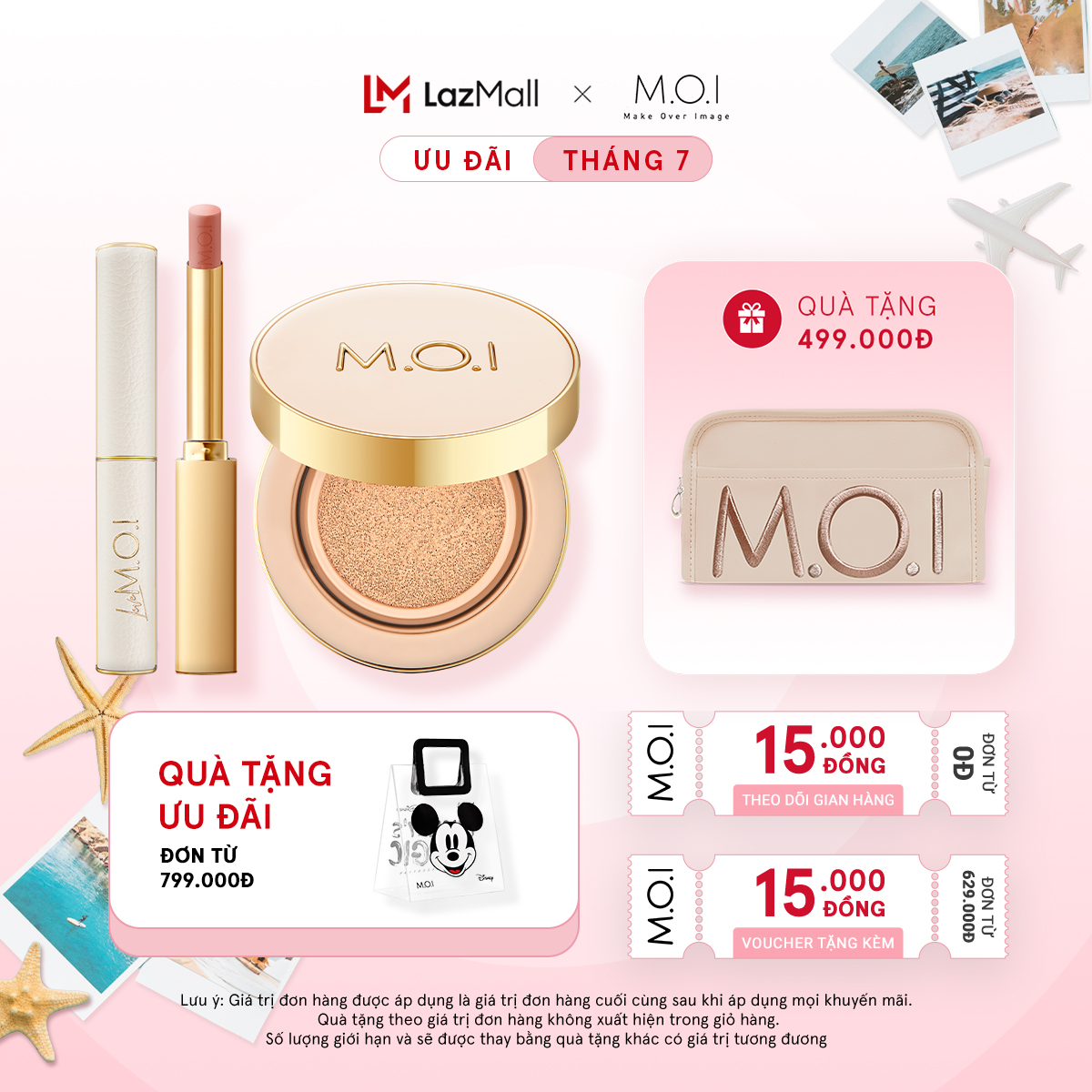 Bộ đôi phấn nước premium baby cushion và son môi love m.o.i cao cấp