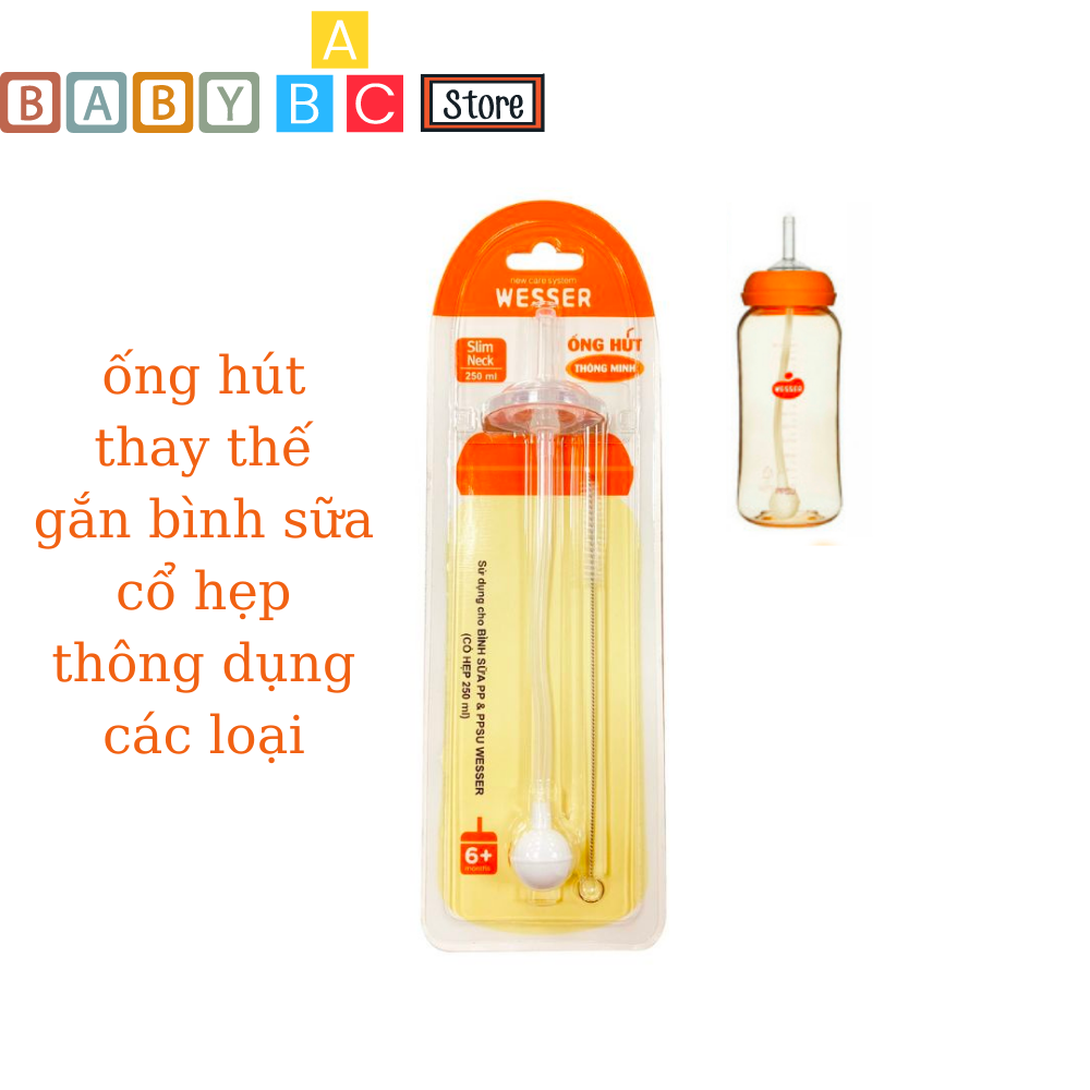 Ống hút thay thế bình wesser, ống thay thế cho bình cổ hẹp wesser pp, ppsu 250ml