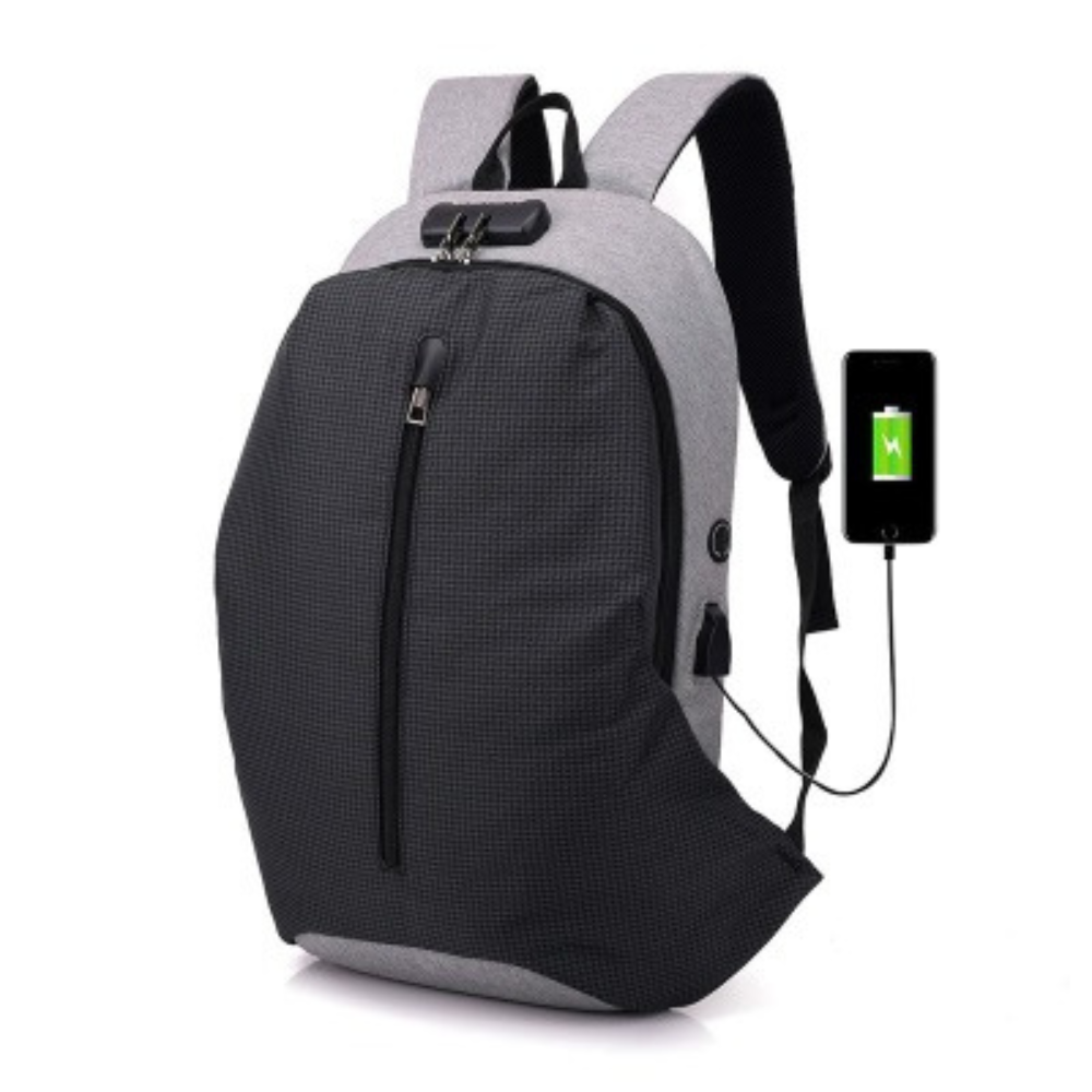 Balo nam khóa số thời trang PADO 397 chất liệu canvas trượt nước cao cấp - có cáp sạc USB
