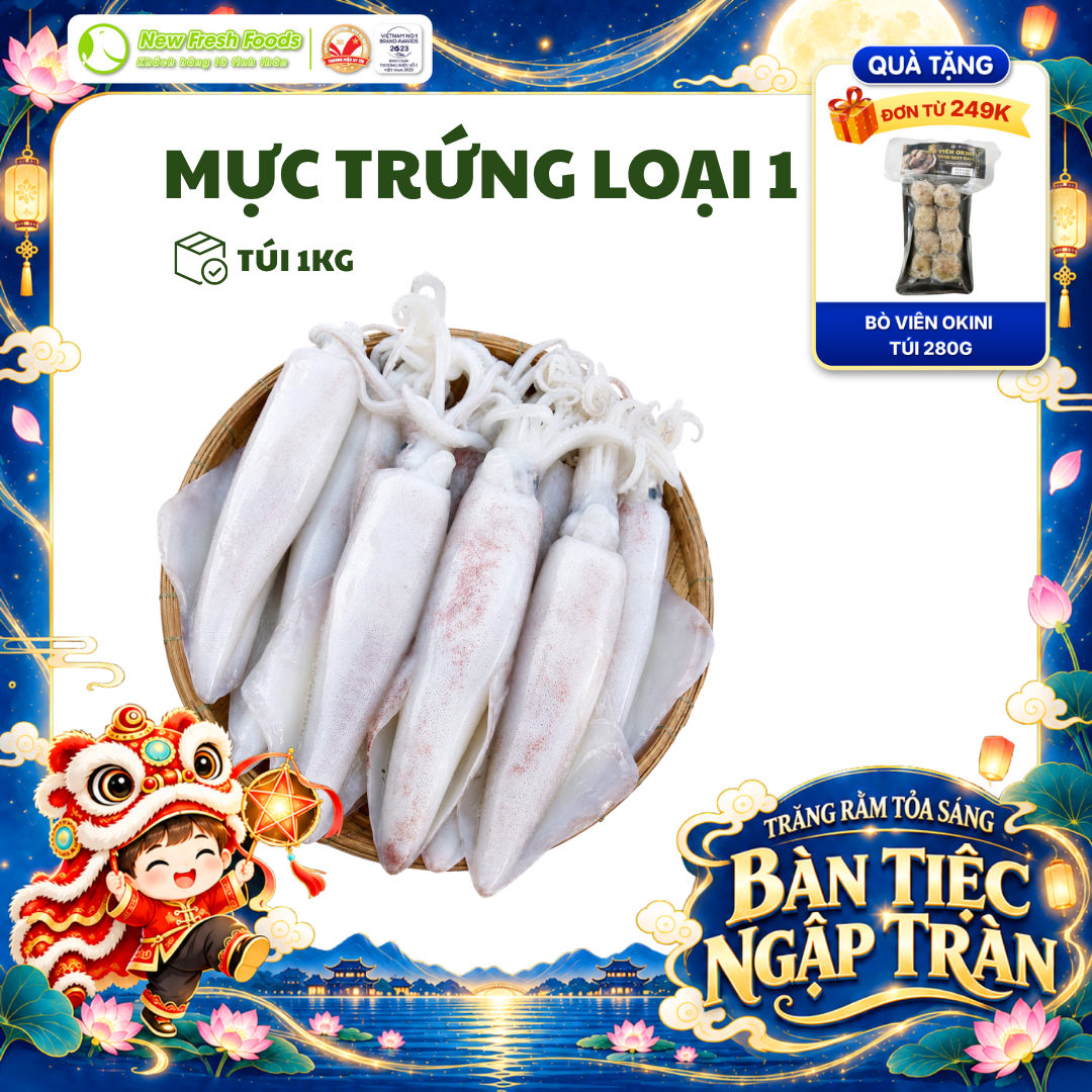 [HỎA TỐC HCM] Mực Trứng Loại I (Size 6/8) 1Kg | Loại Đặc Biệt, Đã Làm Sạch