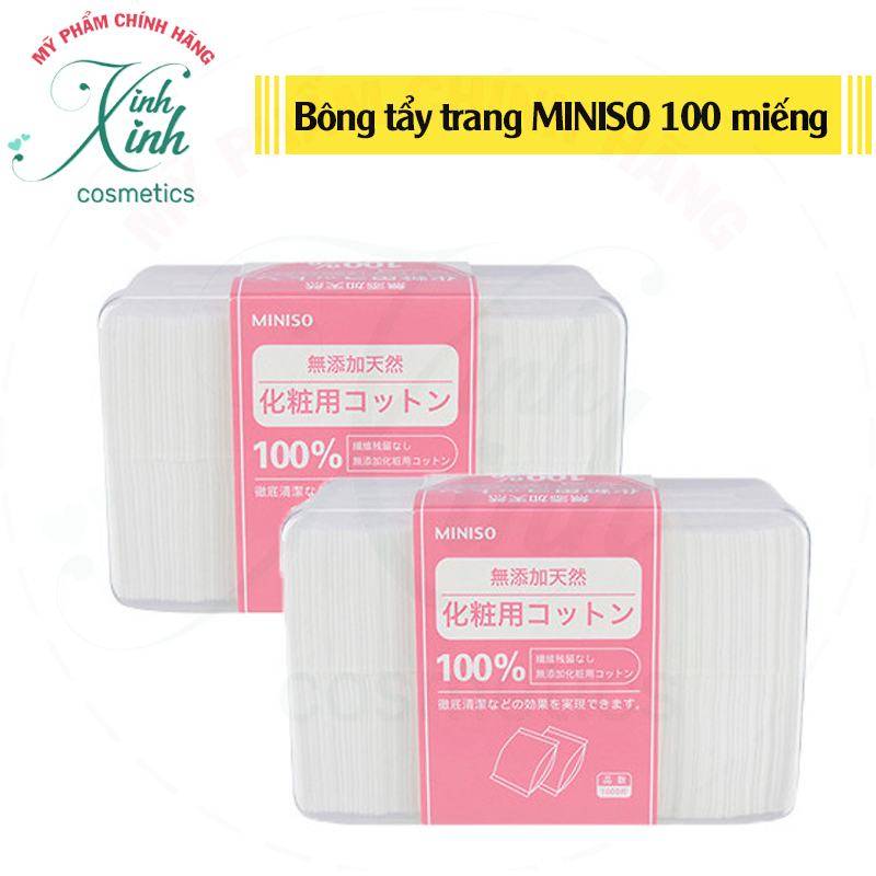 Hộp bông tẩy trang Miniso 1000 miếng Nhật Bản 100% Cotton nhập khẩu từ Nhật Bản - Có đặc tính mềm mại, đặc biệt không gây kích ứng da.