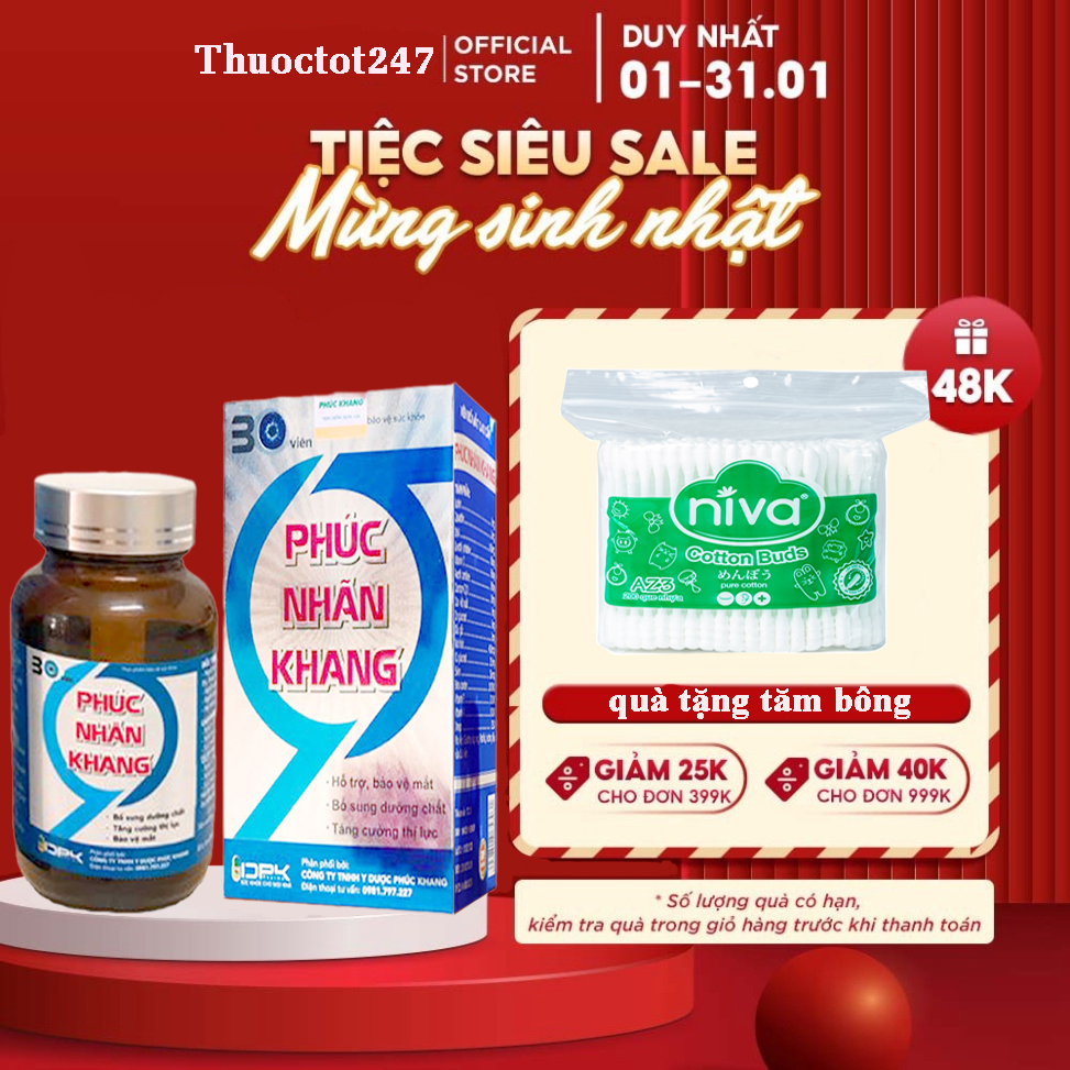 Viên Uống Phúc Nhãn Khang Hỗ Trợ Bảo Vệ Mắt Phục Hồi Tăng Cường Thị Lực Bổ Sung Dưỡng Chất Cho Mắt Hộp 30 viênXem phân tích sản phẩm