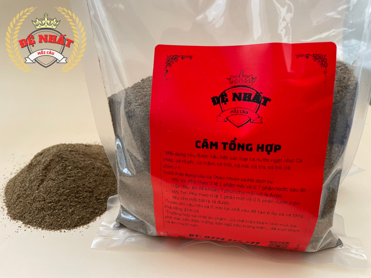 Mồi câu tổng hợp Đệ Nhất, mồi câu cá phi, cá chép, cá trắm, cá tra, cá trê, cá chim,...