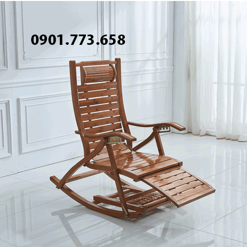 Ghế xích đu bập bênh thư giãn gỗ tre - Ghế lười có tựa lưng, gác chân, tay vịn, bàn massage chân - ghê bập bênh nằm thư giãn, đọc sách, ghế nằm tắm nắng, ghế ngồi ban công