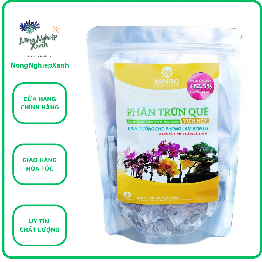 Phân trùn quế viên nén tan chậm cho hoa lan cây kiểng Đâm chồi mạnh – Ra rễ nhanh - Hoa bền đẹp ( 36 gói/túi) lavamix minro