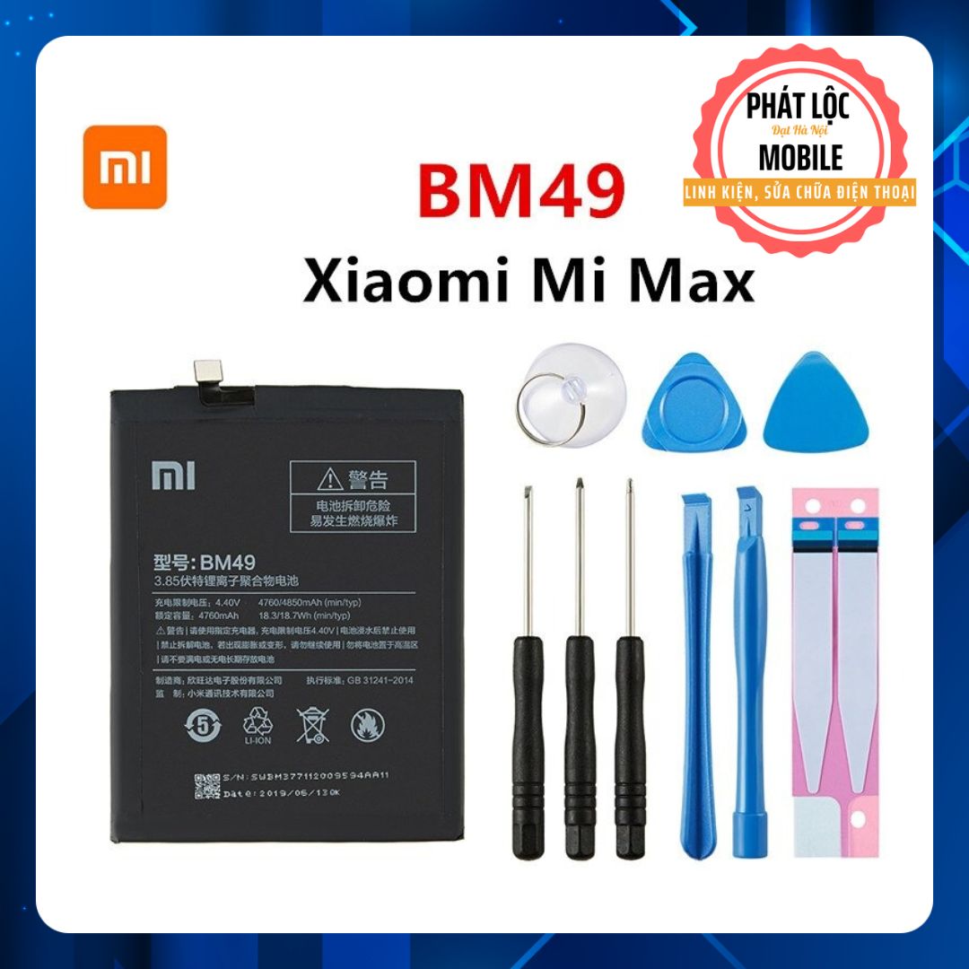 Pin xiaomi mi max 1, mã pin bm49, dung lượng 4700mah, bảo hành 3 tháng, tặng kèm bộ tua vít mở máy
