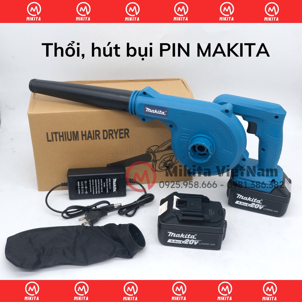 Máy thổi bụi cầm tay MAKITA, máy thổi bụi dùng pin MAKITA công suất lớn,pin 10cell dung lượng khủng