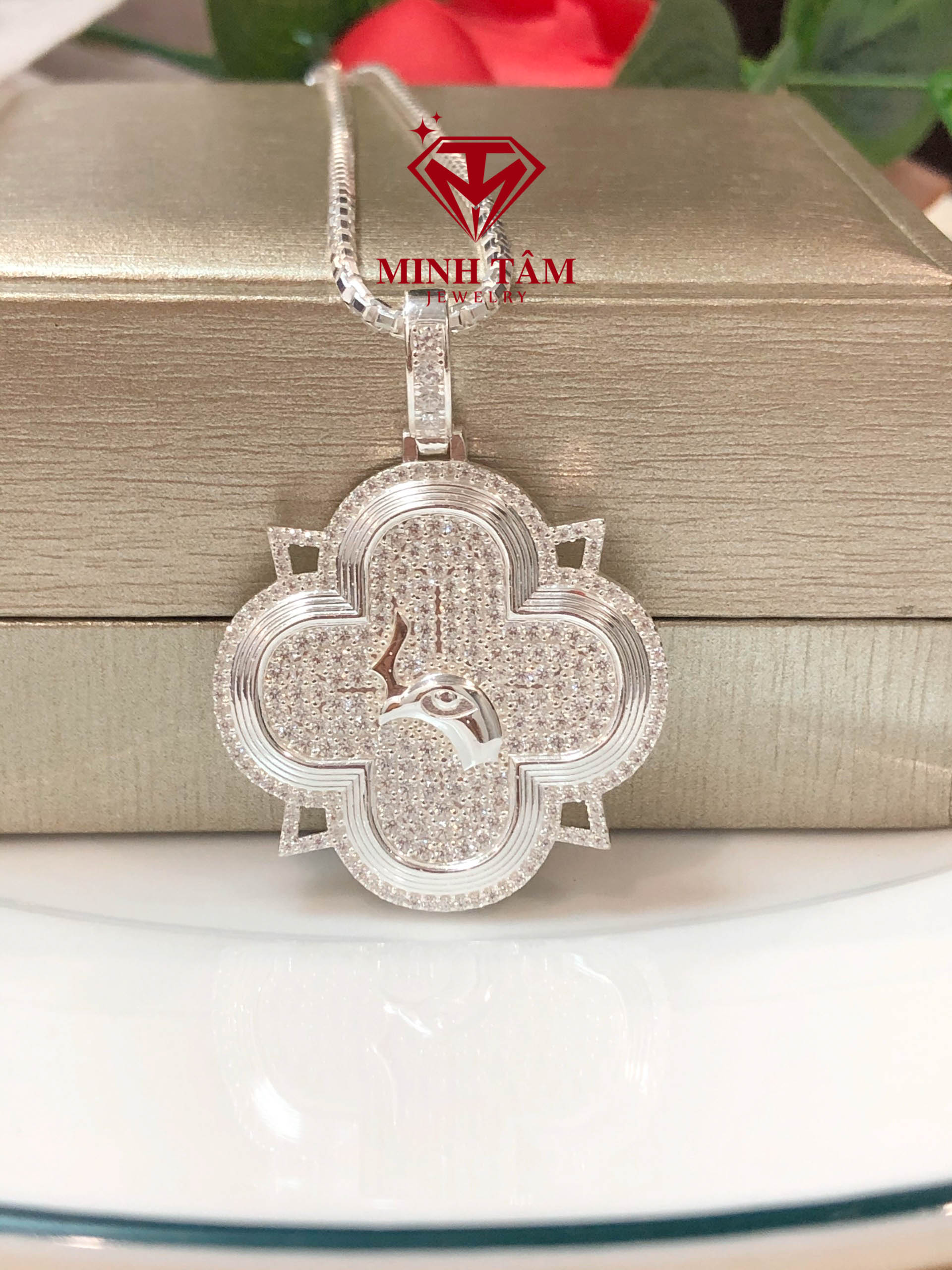 Mặt dây chuyền bạc nam in hình đại bàng chất liệu bạc ta-Minh Tâm Jewelry