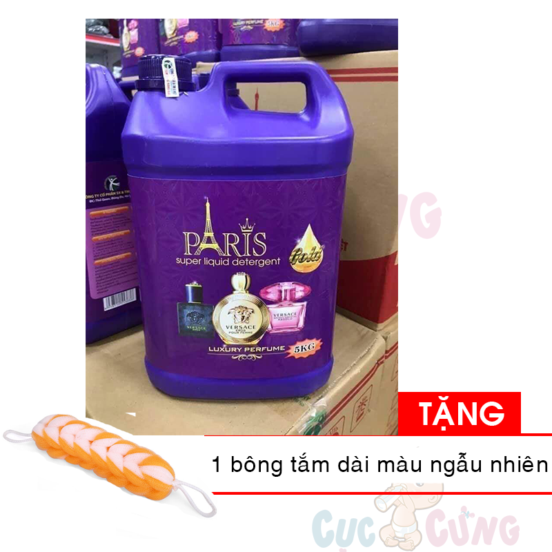 Nước giặt quần áo Thái Lan Paris 5 lít Tặng 1 bông tắm màu ngẫu nhiên