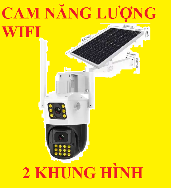 Camera năng lượng mặt trời wifi / 4g 2 mắt - 02 khung hình - camera năng lượng wifi giá sỉ 2023 - đại lý camera năng lượng