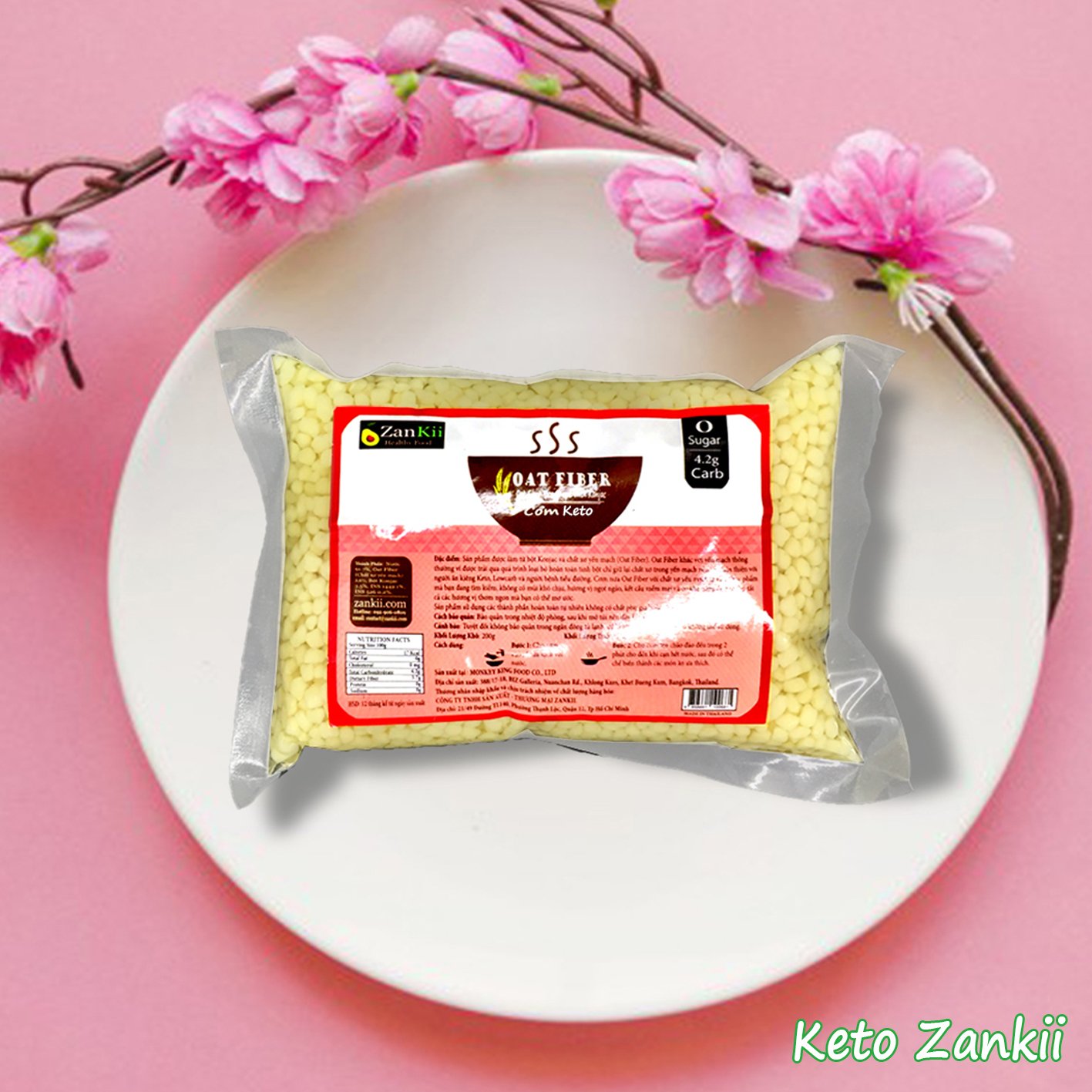 6 Gói Cơm Keto Yến Mạch (Oat Fiber) ZANKII Không Carb Ăn Kiêng Das (làm từ bột glucomannan trong củ nưa) 200g