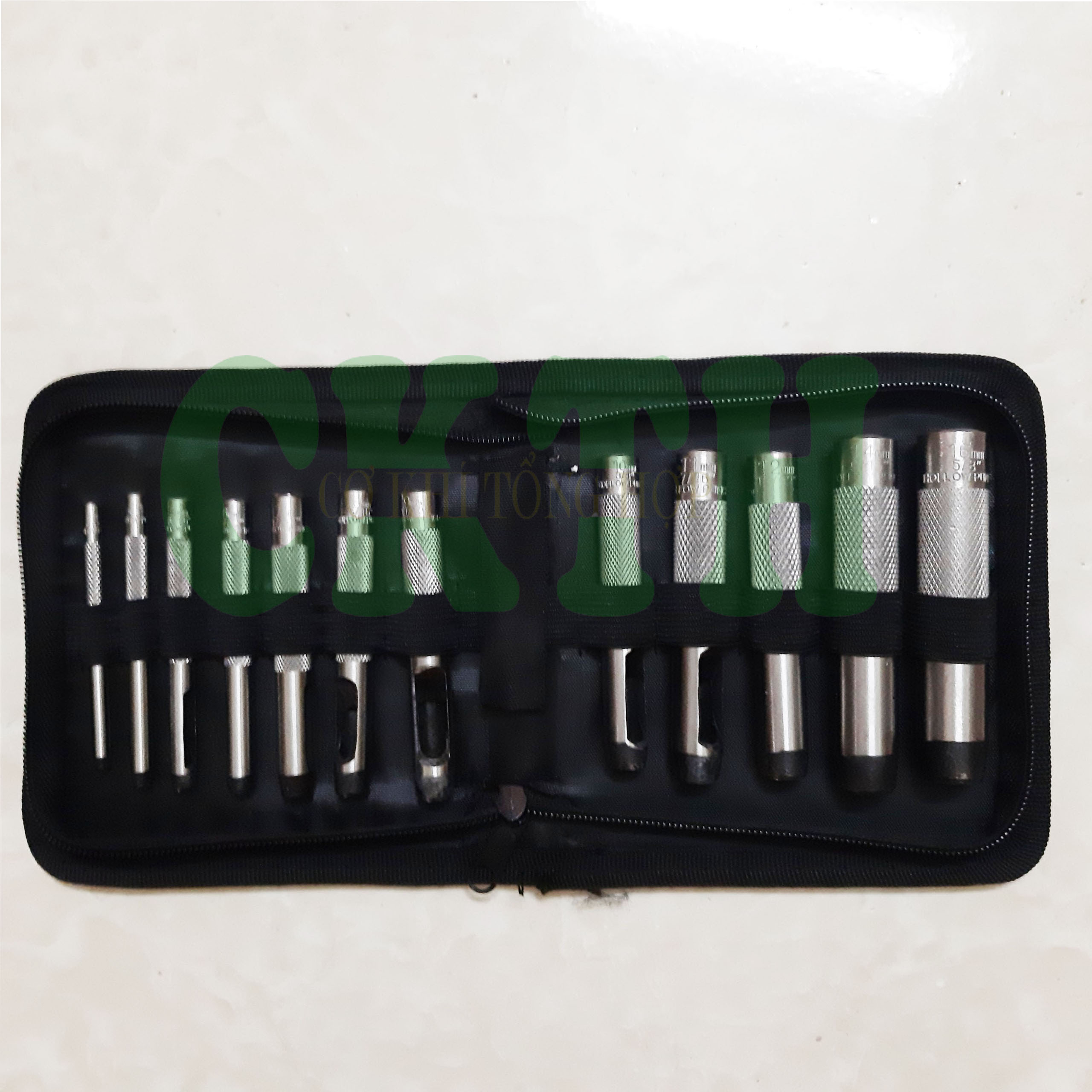 Đục lỗ gioăng, bộ dụng cụ đục lỗ tròn 12 chi tiết 3-16mm