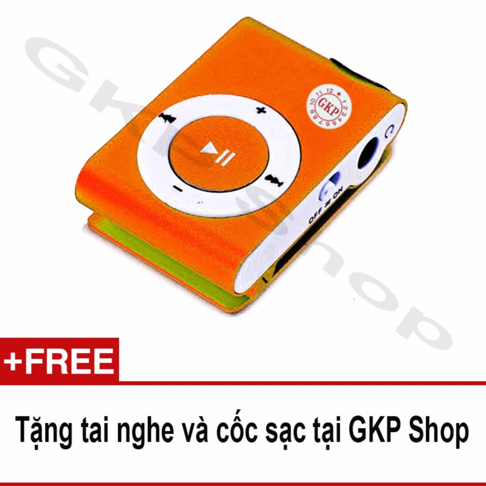 Máy nghe nhạc MP3 hỗ trợ thẻ nhớ - Cam, Tặng tai nghe và cốc sạc
